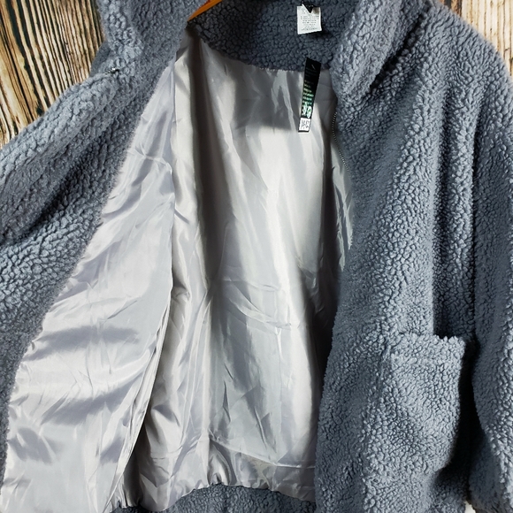 Onzie Teddy Sharpa Fleece Coat Pockets Zip Up Lined Jacket Pockets - Picture 7 of 12
